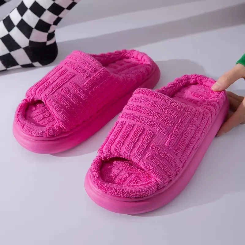 Designer Fashion Slippers Wool Rubber Female Slipperss Lovely Candy Green Pink Black Brand Platform Sandal Belt Box