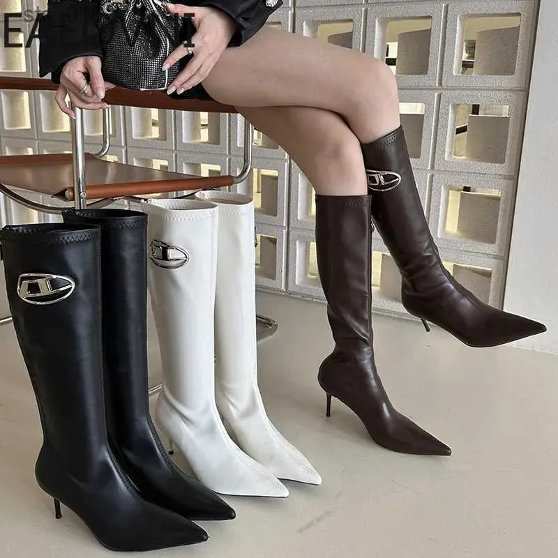 Fashion pointu orteil hiver longue femme dames talon élégant knee bottes hautes chaussures t230927 77
