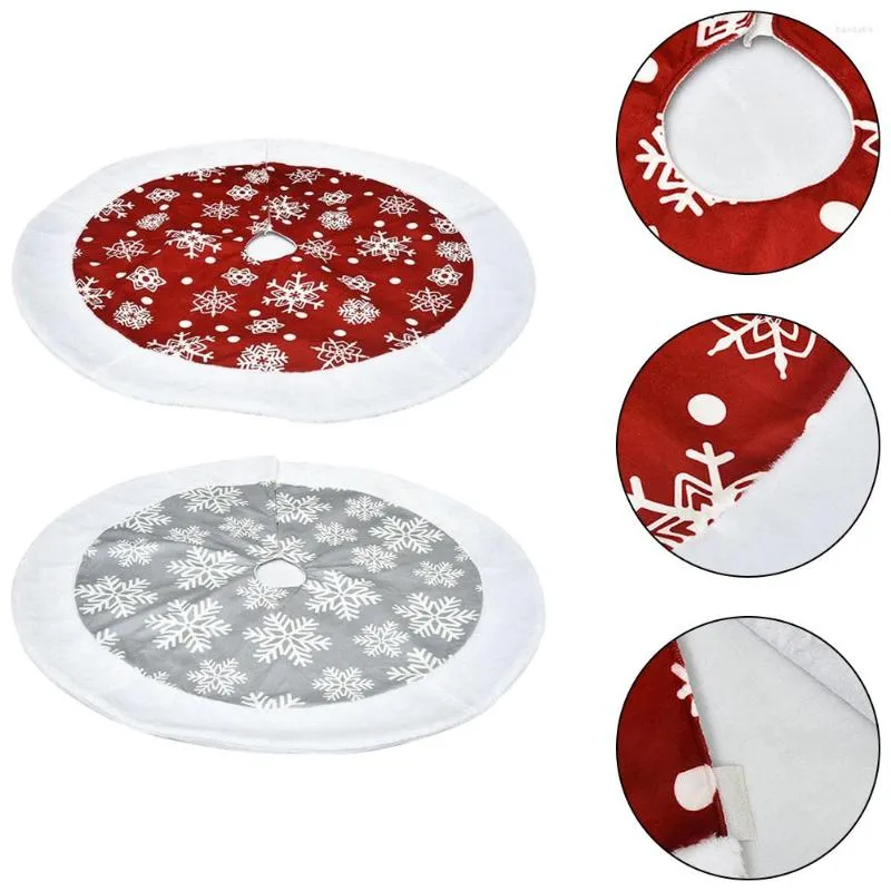 Christmas Decorations 1pc Tree Skirt Snowflake Pattern White Edge Floor Decoration Decor For Snow Party