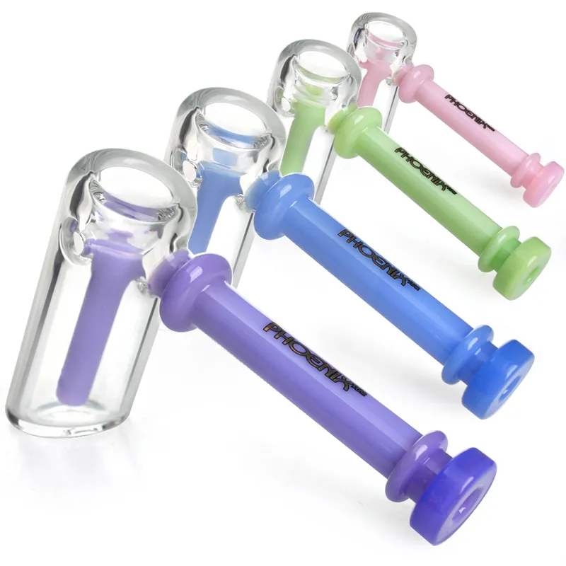 Partihandel Glass Hammer Bubbler Glass Tobacco Pipes Röker Pipes Fantastiska designsked Pipe Dab -verktyg för torr ört 5 tum