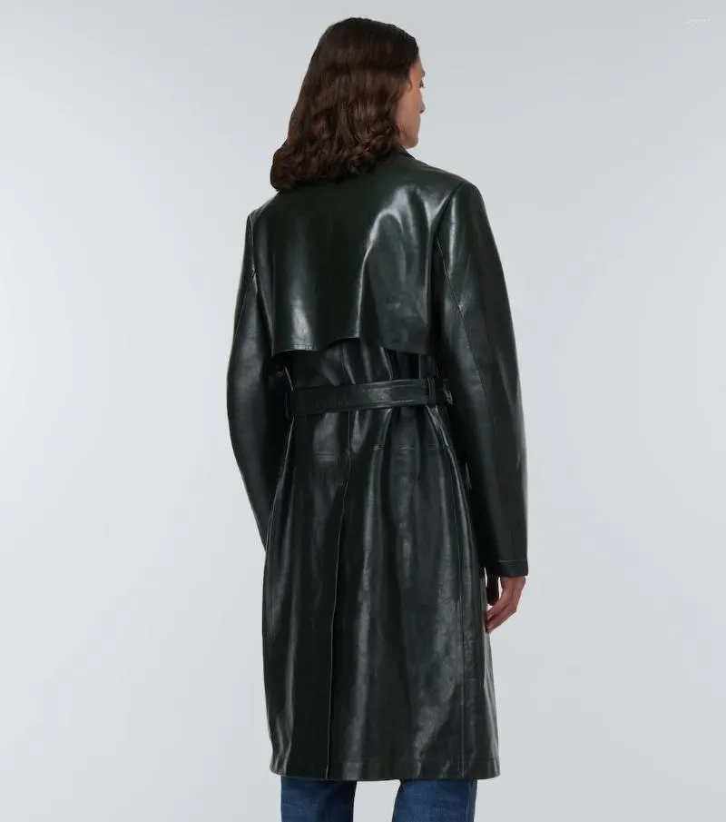 Leather mid top length coats