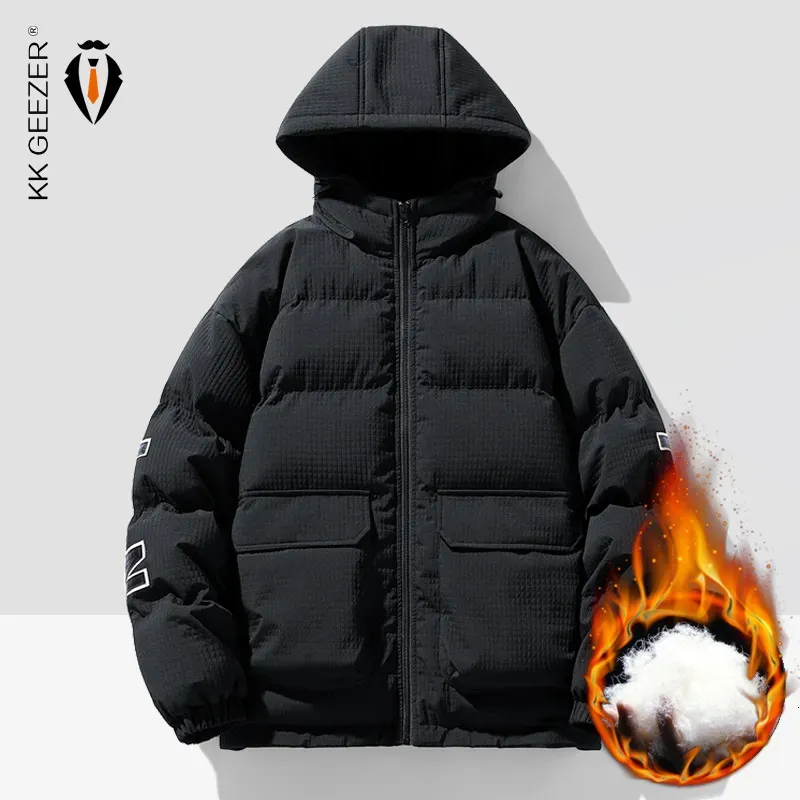 Mens Down Parkas Jaquetas de Inverno Homens Grande Bolso Com Capuz Casacos de Algodão Quente Trench Outono Oversize Windbreak Solto Alta Qualidade À Prova D 'Água Motocicleta 230927