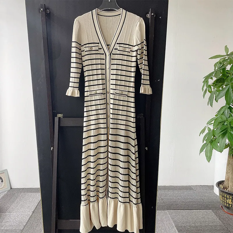 sandro striped knit maxi dress Knitted Striped Maxi Dress