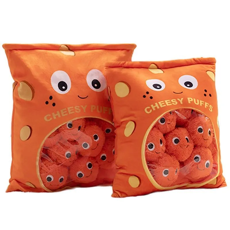 Peluş yastıklar yastıklar kawai kabarık puflar yastık doldurulmuş yumuşak atıştırmalık yastık bebek hayat benzeri turuncu peynirli peluş oyuncak çocuklar Noel dekorasyon hediyesi 230926