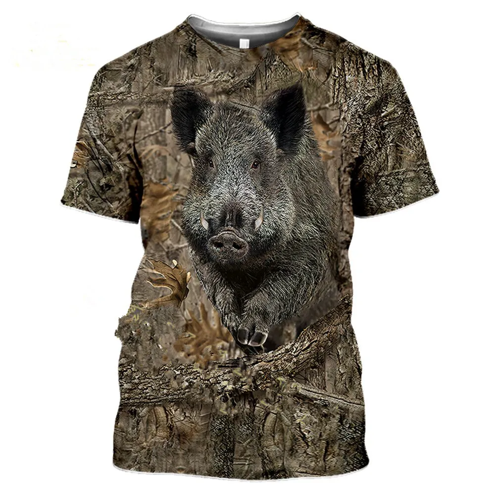 Camiseta De Camuflaje Con Animales De Caza Y Jabal En 3D Para