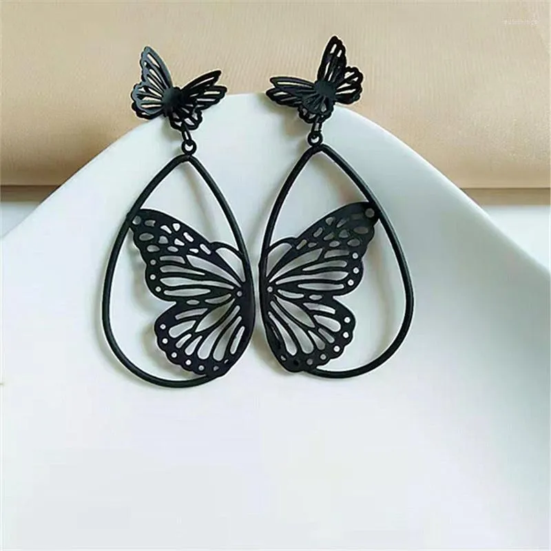 Dangle Oorbellen Koreaanse Zwarte Vlinder Maan Sterren Drop Earring Voor Vrouwen Vintage Parel Blad Bloem Mode-sieraden Femme Brincos Geschenken