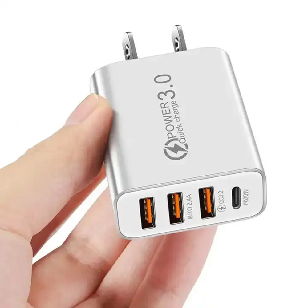 3 USB+PD 20W Type-C Charger Mobile Phone Charger Multi-USB Travel Head