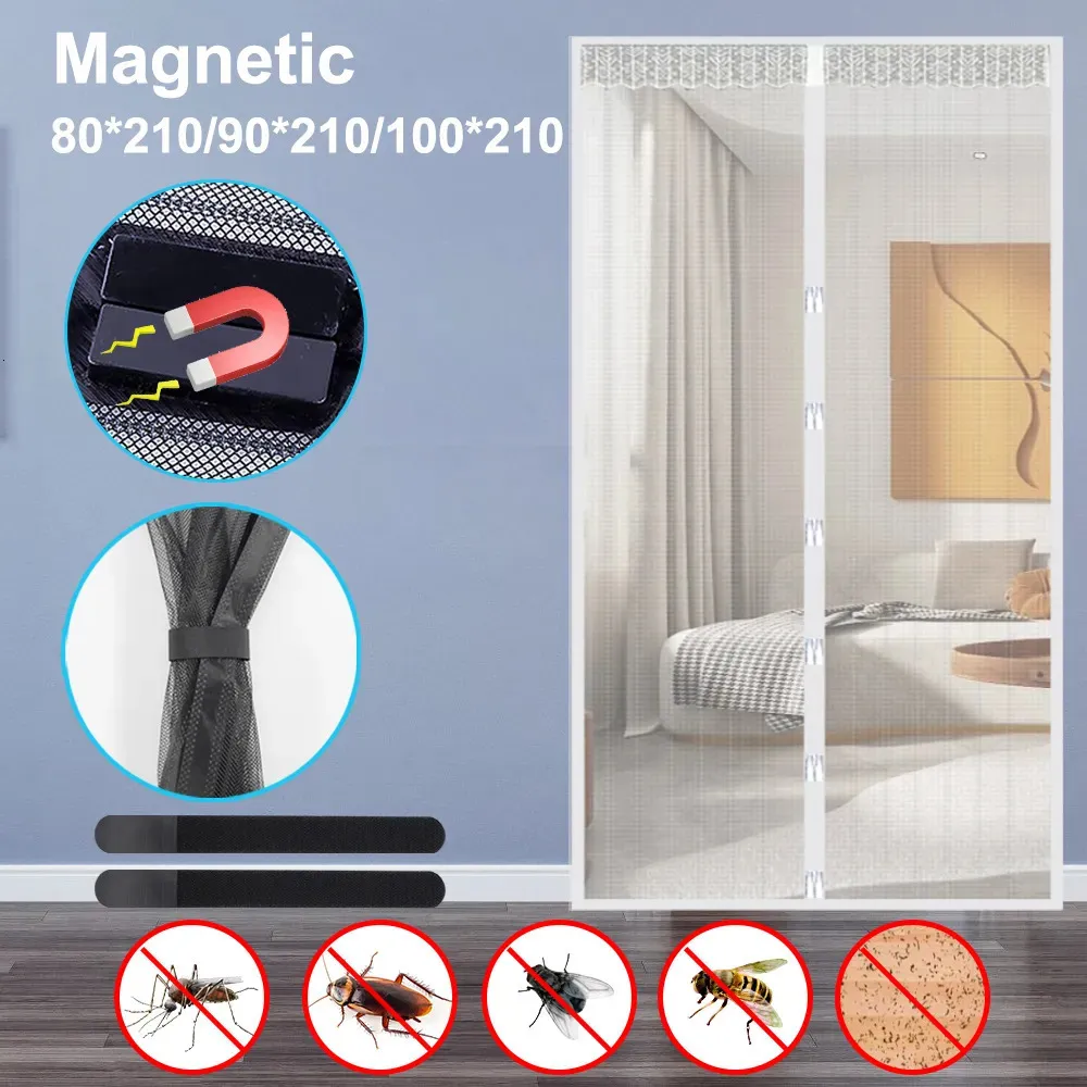 Andra hemtextil 12packs Magnetic Mosquito Net Automatisk skärmdörrgardin Mesh Fiberglas Summer Anti Bug Kitchen Sticker 230927