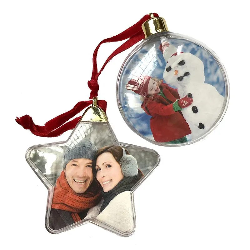 Sublimation Christmas Ornaments Round Ball Shape Personalized Custom Consumables Supplies Hot Transfer Printing Mterial Xmas Gift w-00316