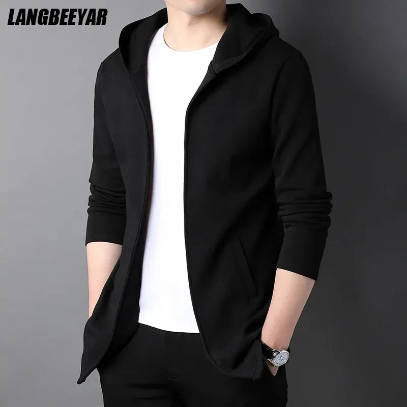 Mens Jackets High End Brand Designer Casual Fashion Stand Collar Korean Style dragkedja för män Solid Color Hooded Coats kläder 230927