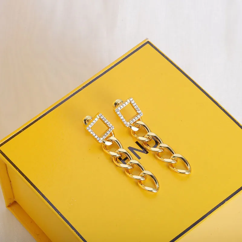 Cercei cu diamante de designer, cercei cu farmec din aur pentru femei, bijuterii cu litere, lanț de modă, cercei cu legănă_voghion.com