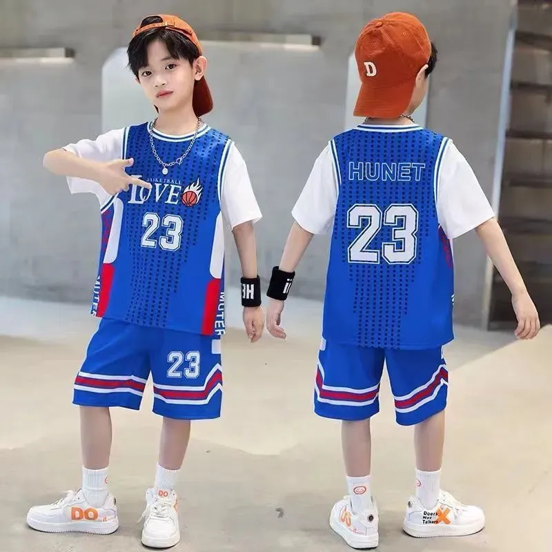 Kleidung Sets Teenager Studenten Fußball Uniform Trainingsanzug Set Baby Sport Trikots Kinder Jungen Team Basketball Sommer Anzüge Fußball Kleidung Sets 230927