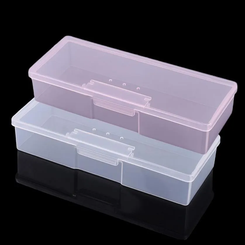 Plástico transparente unhas manicure ferramentas caixa de armazenamento prego pontilhando desenho canetas buffer moagem arquivos organizador caso recipiente box236j
