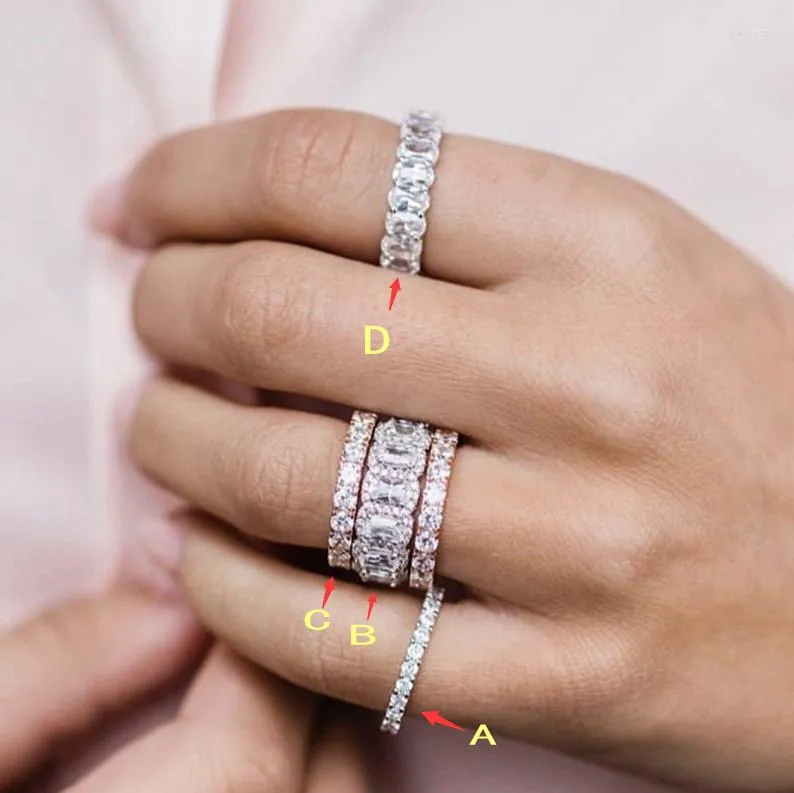 Pierścienie klastrowe opaska ręcznie robiona 925 srebrny owalny symulowany diament