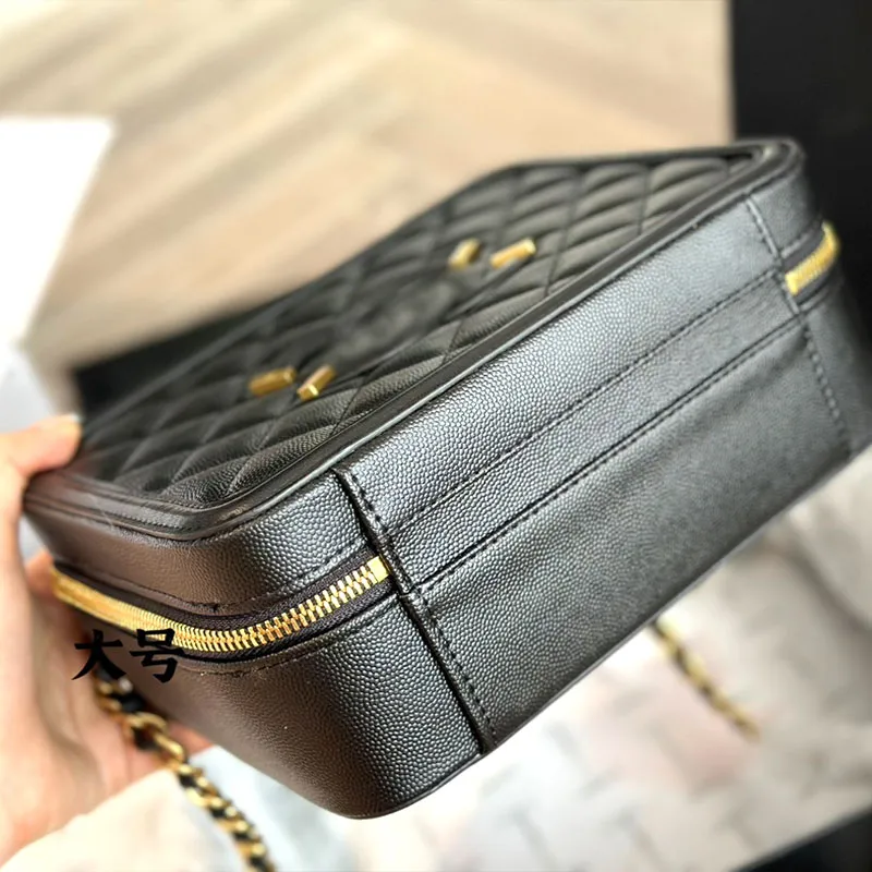 Fashion Designer bag The new box makeup bag Caviar fabric can be made of one shoulder crossbody super versatile leisure chain bag size 19X15cm full package