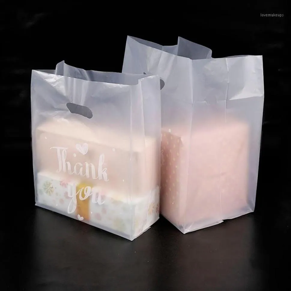 Thank You Plastic Gift Bag Cloth Storage Shopping Bag with Handle Party Wedding Plastic Candy Cake Wrapping Bags1310P