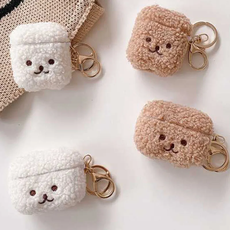 Earphone Accessories Cute Fluffy Bear Case For 2Case Cover Lovely Fur case for 230927