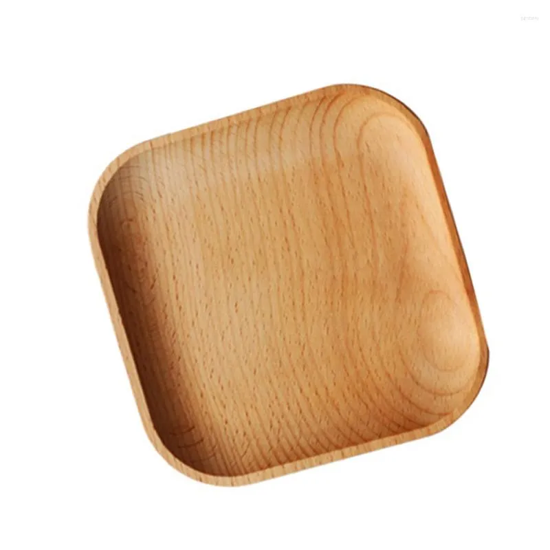 Disposable Dinnerware Wooden Serving Trays Square Plate Baby Divided Dessert Kitchen Bamboo Beach