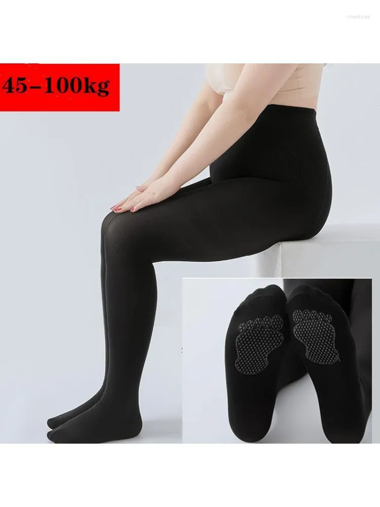 Femmes chaussettes Extra Large 45- 100kg semelles de Massage collants Anti crochet printemps automne taille haute bas moyen épais collants Sexy 2023