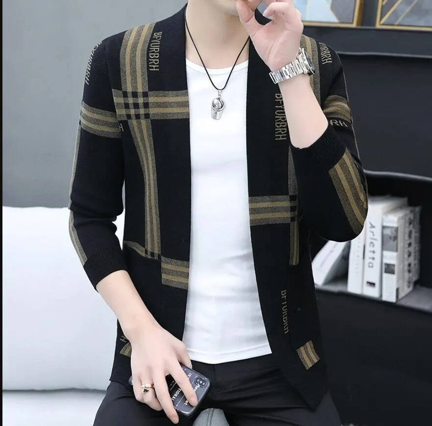 Men's long top sleeve cardigan sweater