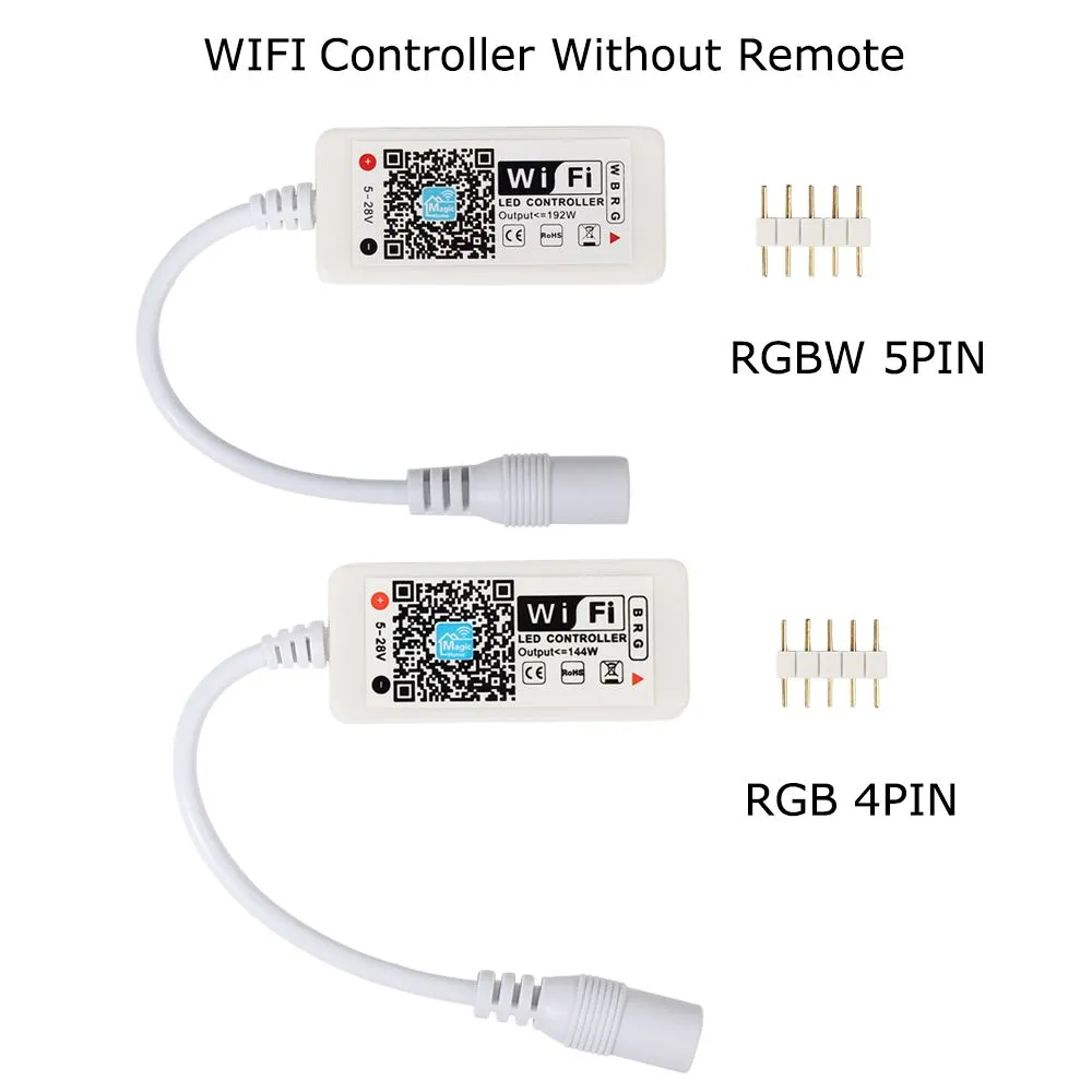 WiFi Mini RGB RGBW LED Controller DC12V With 24Key IR / 21Key RF Remote Control For RGB LED Strip Smart Phone APP Control