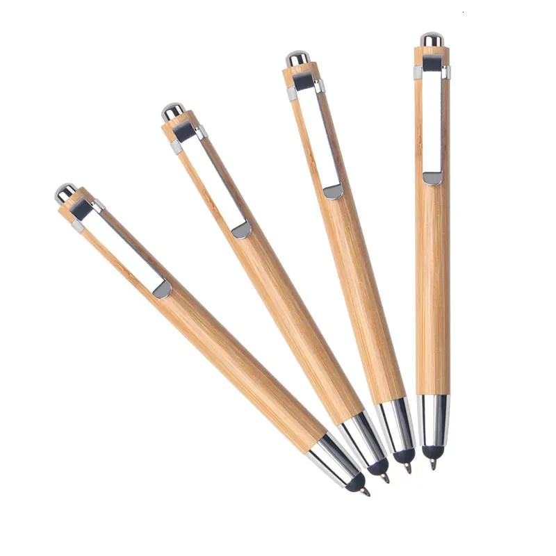 Ballpoint Pens 100pclot Press Pen Bamboo Drewno Instrument 2 w 1 z Stylus Touch 230927