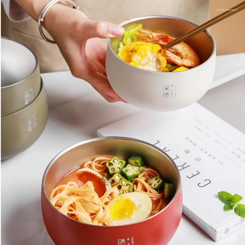 Bowls Ramen Layer Soup Steel Japanese Rice Metal Container Tableware Style With Kitchen Fruit Double Stainless Bowl Lid