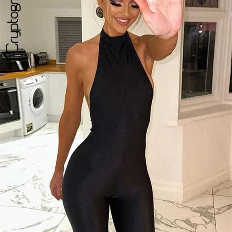 Womens Jumpsuits Rompers Cryptographic Sexy Backless Sleeveless Jumpsuits Outfits for Women Fashion Club Party Bodycon Jumpsuit and Rompers Overalls Slim L23092