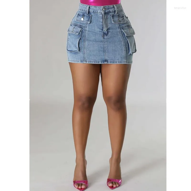 Mini Falda Mujer Pantalones Cortos en Jeans Mujer Denim Falda Con