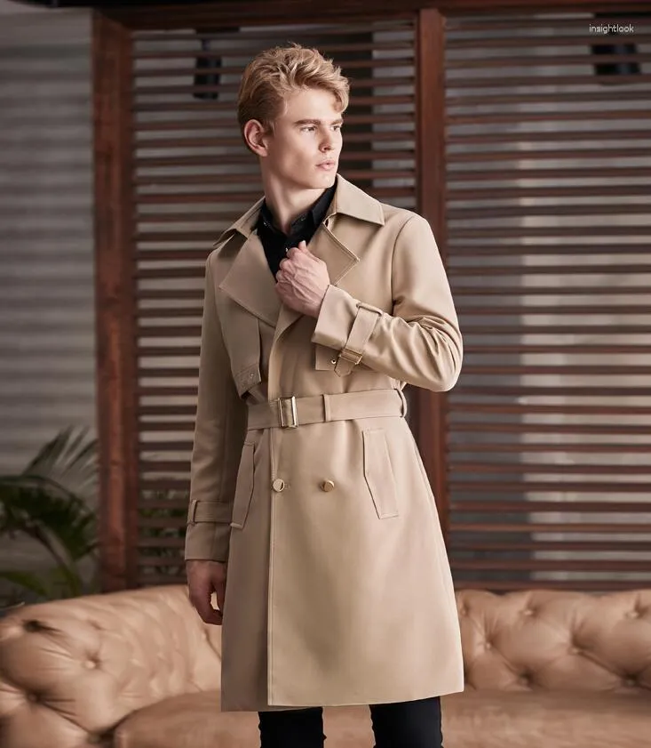 Gabardina Hombre beige larga con cinturón