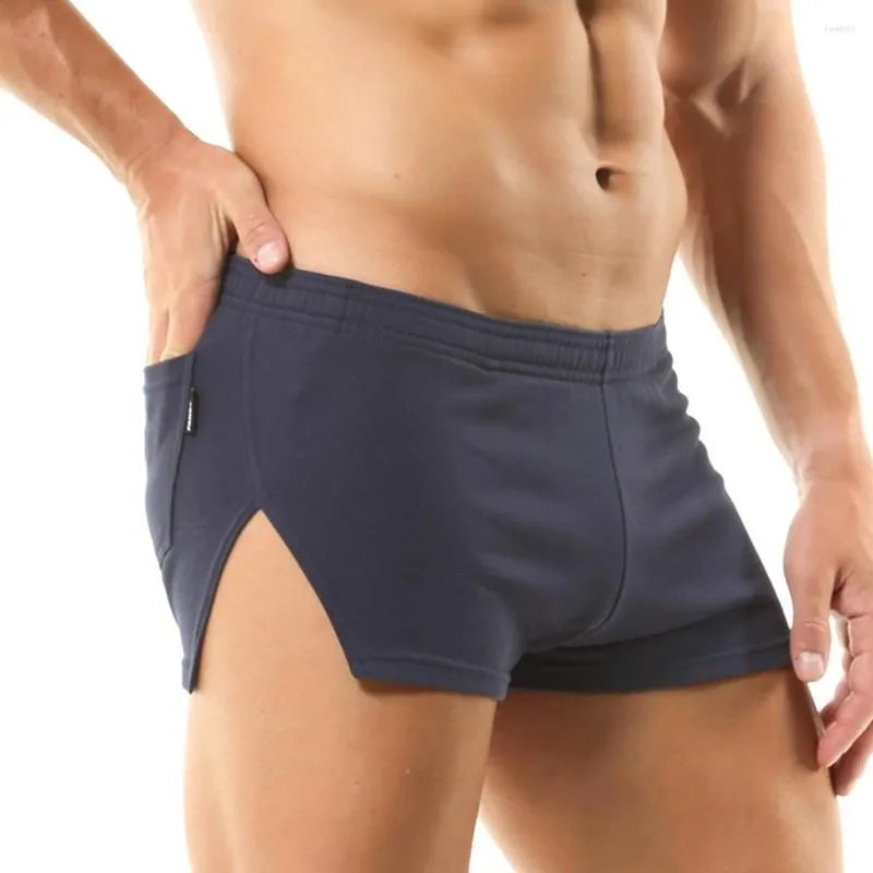 Shorts masculinos Mens Running Quick-Secagem Tether Gym Athletic Workout Bolso Calças Simples Sólida Split Fitness Home