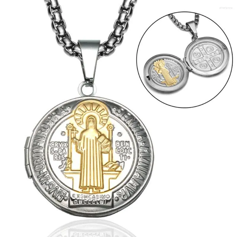 Pendentif Colliers Diyalo Exorcisme religieux St Benoît Po Médaillons Charmes en acier inoxydable pour bricolage collier personnalisé tenir photo partie