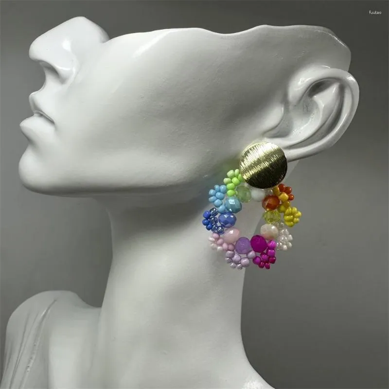 Dangle Earrings Handmade Colorful Beaded Flowers For Women Bohemia Seed Beads Drop Beach Jewelry Accessories