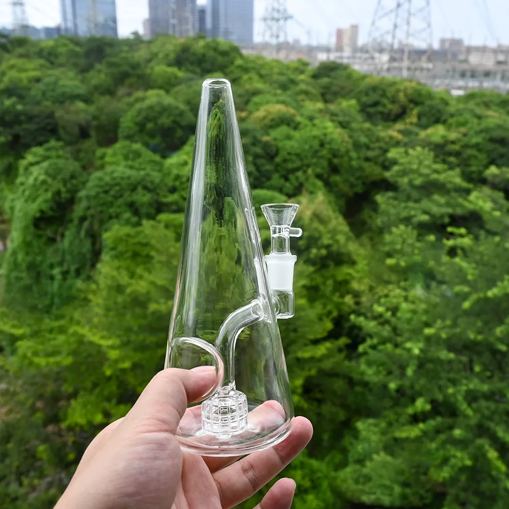 8 tum hög kon glas bong vattenpipa tjockt glas rökrör med 14 mm glasskål