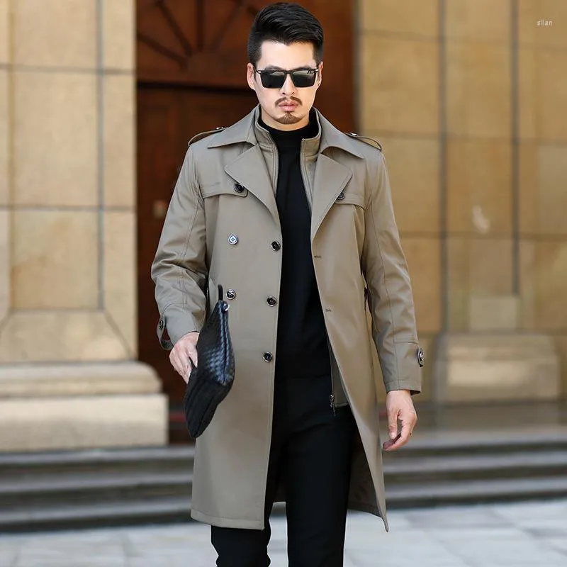 1956 Duster Trench Coat Men 2022 Long Detachable Liner Slim Fit