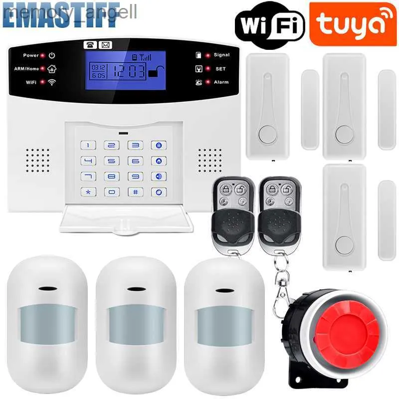 Systemy alarmowe System bezpieczeństwa domowego Wi -Fi GSM Alarm Intercom Pilot Control Autodial 433 MHz detektory iOS Android Tuya App Control YQ230927