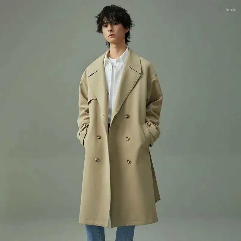 Men's Spring Trench Coat - Double Breasted Windbreaker, Casual Loose ...