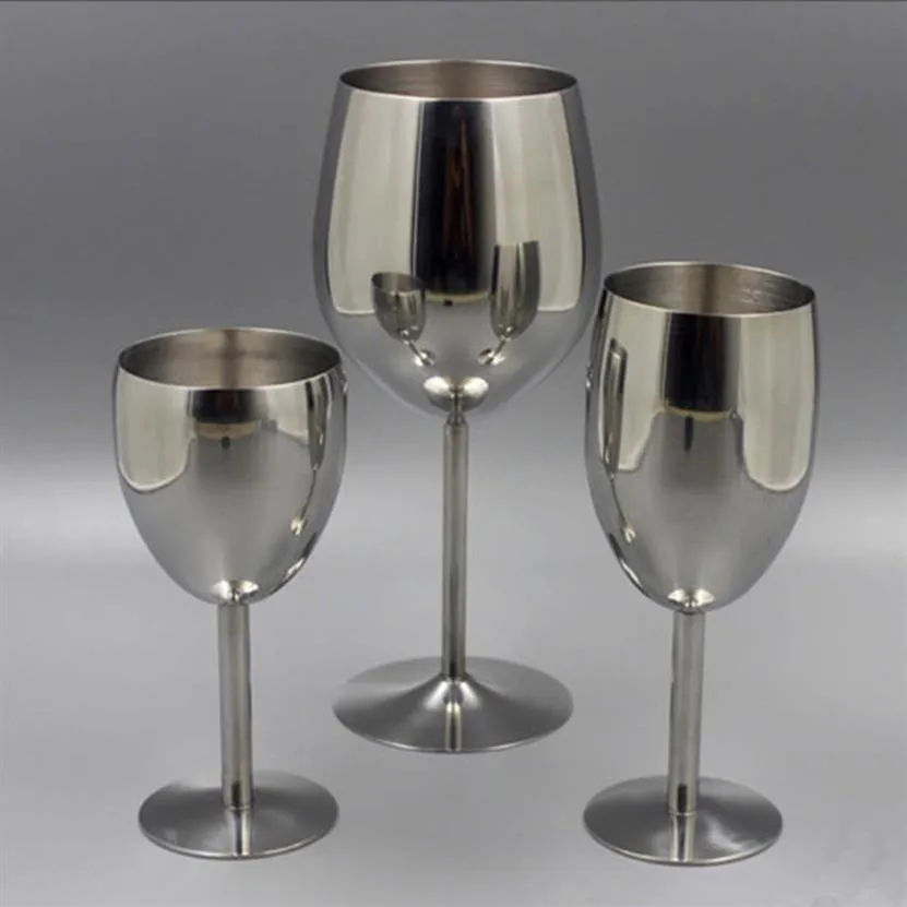2Pcs Classical Wine Glasses Stainless Steel 18 8 Wineglass Bar Wine Glass Champagne Cocktail Drinking Cup Charms Party Supplies Y2221u