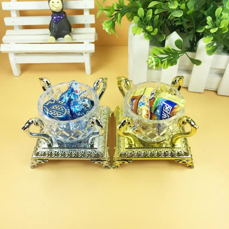 Gift Wrap 12pcs/set Wedding Candy Box Creative Salad Cup Seasoning Gold Silver Holder Plastic Party Supplies Packaging