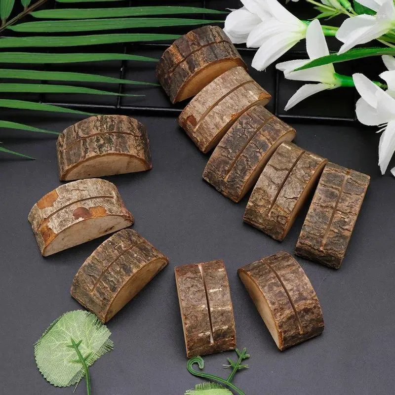 Party Decoration 10Pcs Rustic Natural Wood Table Name Number Place Card Holder Memo Note Po Picture Clip Decor Wedding