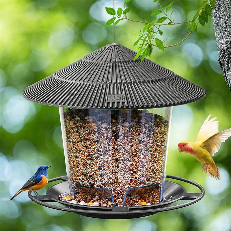 Outros suprimentos de pássaros alimentador à prova d'água gazebo pendurado recipiente ao ar livre selvagem com corda pendurada tipo casa de alimentação aves