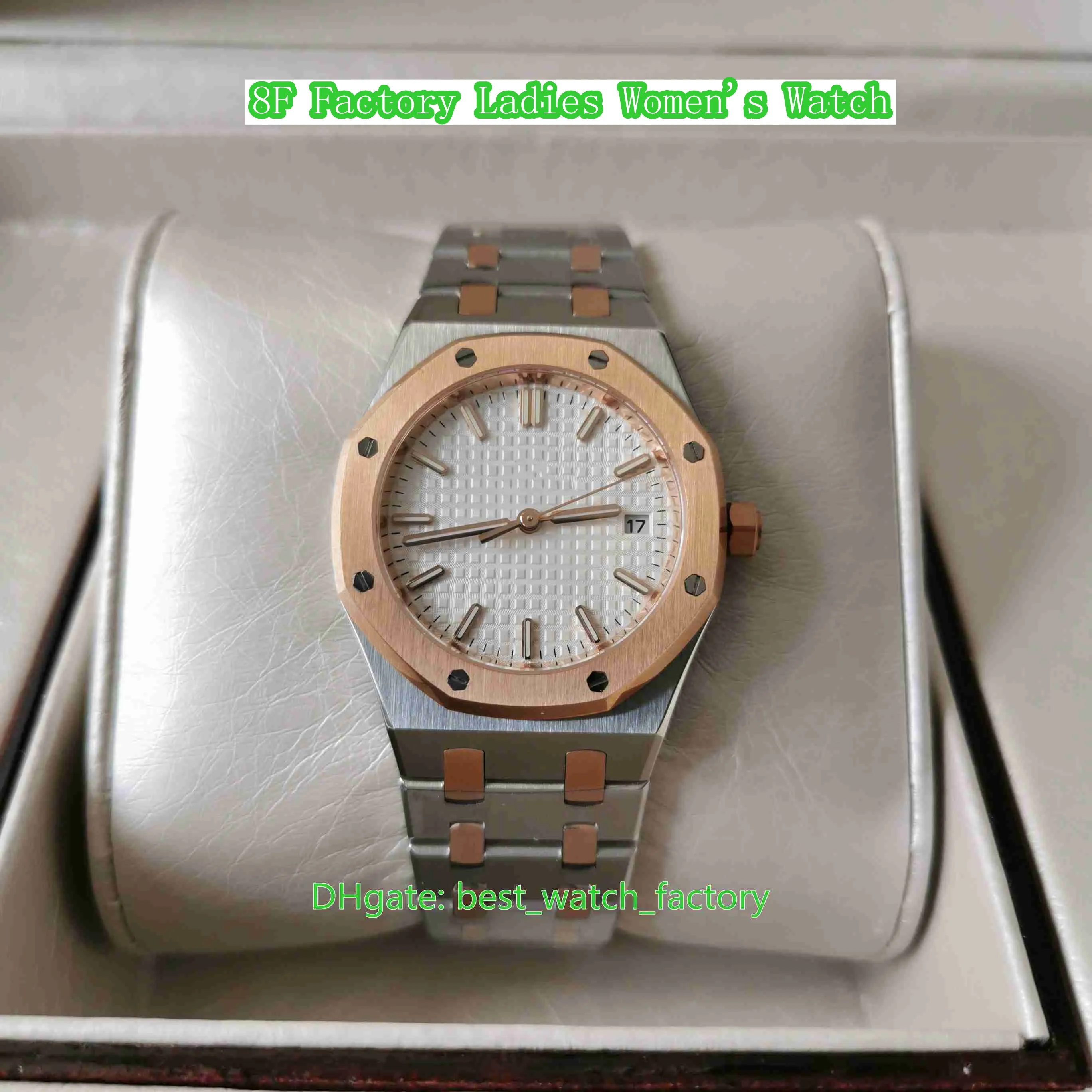 Orologio da donna 8F Factory di qualità eccellente 33mm 67651 Orologi in acciaio inossidabile in oro rosa 18 carati Movimento al quarzo con vetro zaffiro CAL.2713 Movimento per orologi da polso da donna