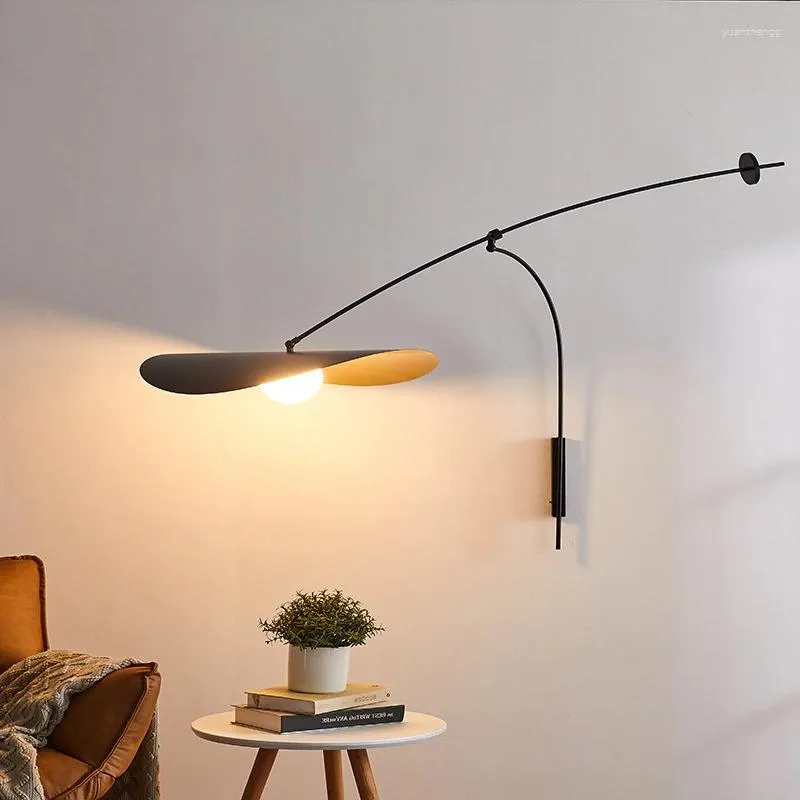 Duvar lambaları Modern minimalist uzun kol ışığı LED aydınlatma yatak odası oturma odası çalışması iç dekorasyon siyah demir sconce fikstür lambası