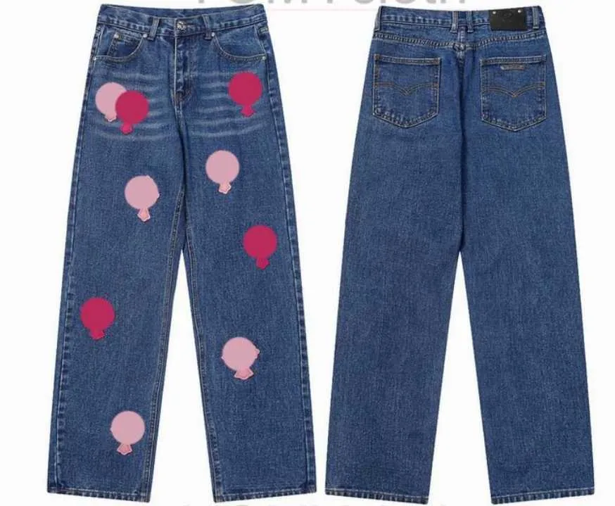 Chromes New Men's Jeans Designer Make Old Washed Straight Trousers Heart Letter Prints Long Style Hearts Purple Jeans Chromees Hearts Hoodie 503