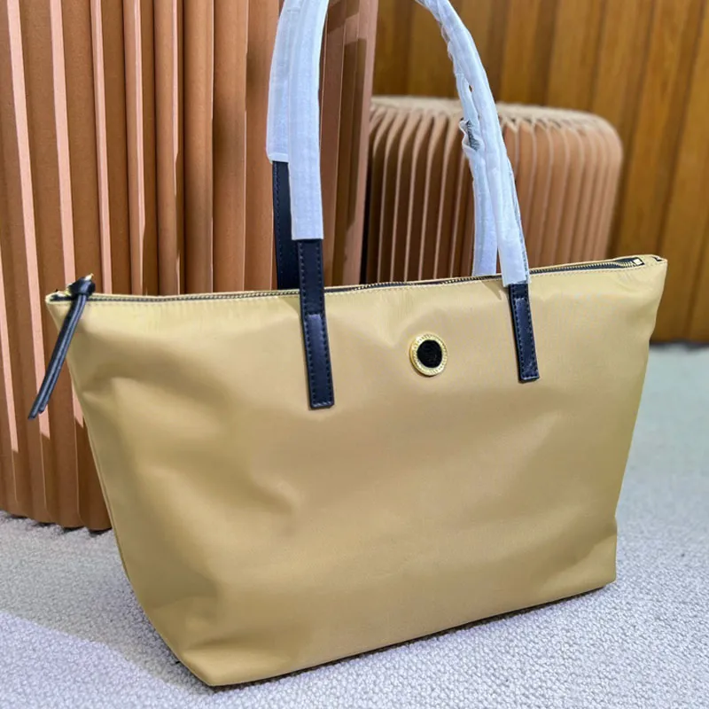 DHgate Nylon Tote Bags for Women Large Capacity Zippered Handbags with Leather Strap and Inside Pockets Stylish Letter Print Shoulder Bags for Shopping and Everyday Use Bags Luggage Accessories