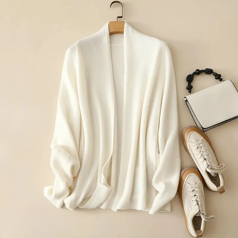 Women's Knits Tees Naizaiga 100 cashmere camel white brown long sleeve loose fitting Women autumn spring cardigans sweater KSN216 230927