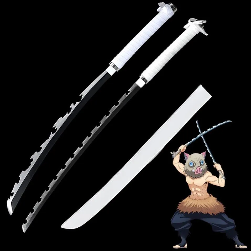 Juldekoration japansk anime demon slayer kimetsu no yaiba hashibira inosuke cosplay props-real steel fantasy swords-two s2957