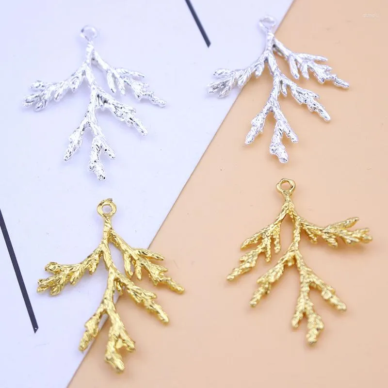 Pendant Necklaces 3pcs Alloy Charms Hollowed 0.3kg Antique Silver/Gold Color Pine Branches Pendants DIY Jewelry Necklace Hair Accessories
