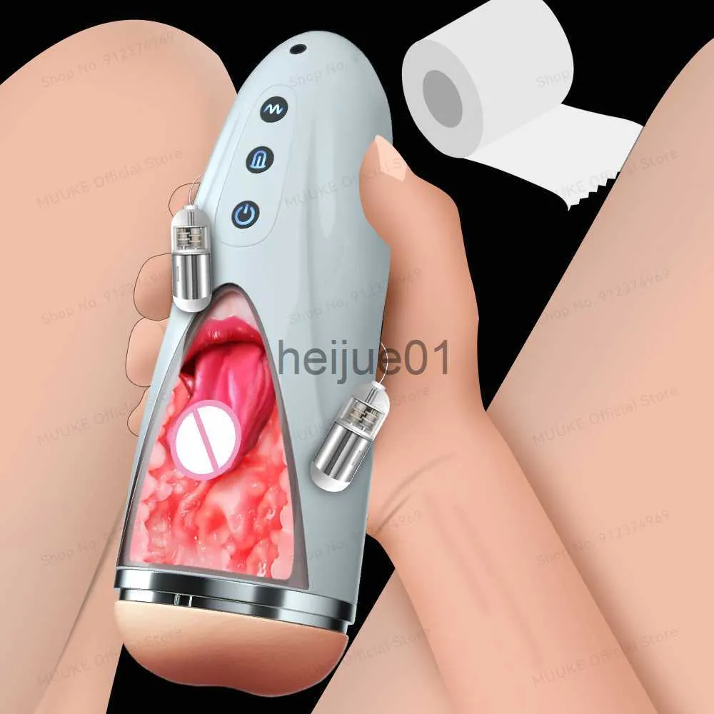 Masturbadores Lengua masculina Lamiendo Taza de masturbación Vagina real Bolsillo Coño Mamada Máquina Vibrador Adulto Juguetes atractivos para hombre Mastubadores Herramienta x0926