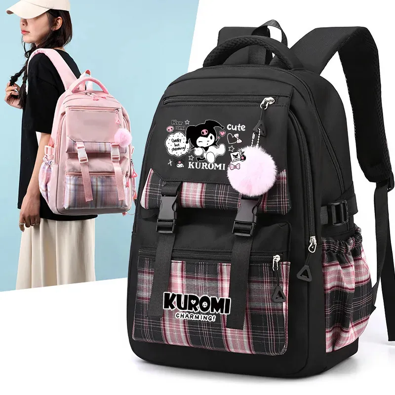 Школьные сумки Mochila Kuromi Большой вместительный водонепроницаемый рюкзак для школы Kawaii Аниме косплей сумка Дорожная сумка Школьница подарок для девочек 230927